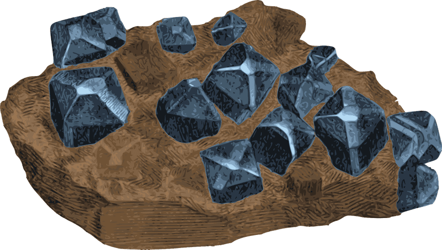 A low-polygon rock studded with mithril ore